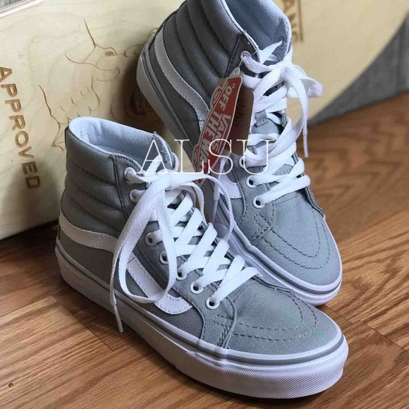 NWT VANS SK8-HI Slim Drizzle Grey White Kid’s - Picture 3 of 8
